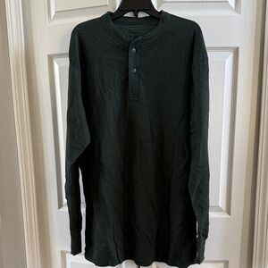 L.L. Bean Dark Green Long-Sleeve Henley Shirt